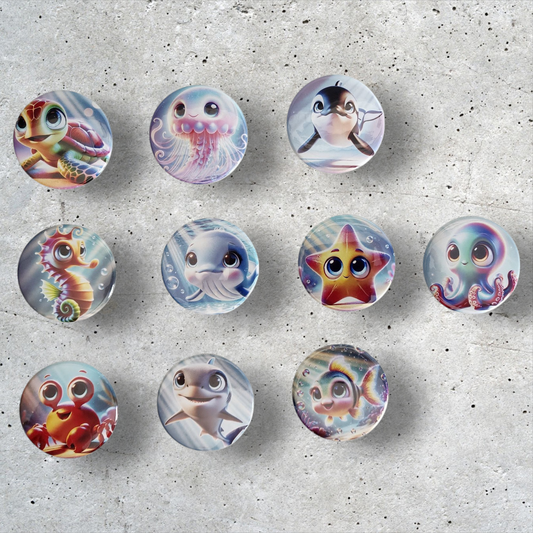 1 Set of our Adorable Ocean Animal Magnet Set– Toddler-Safe, Big-Eyed Fun!